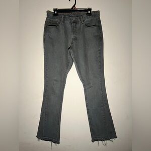 MNML Grey Denim Cotton Raw Hem Flared Jeans Men's Size 32